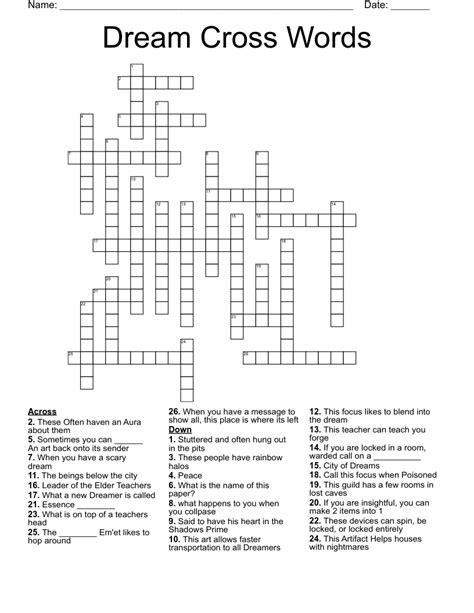The Crossword Solver found 30 answers to "Dreams up places where air travels (7)", 7 letters crossword clue. . Place to dream crossword clue